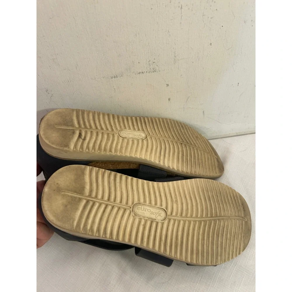 Eurosoft Sandals 9M Navy Blue Strappy Back Zip Comfort Flat Women